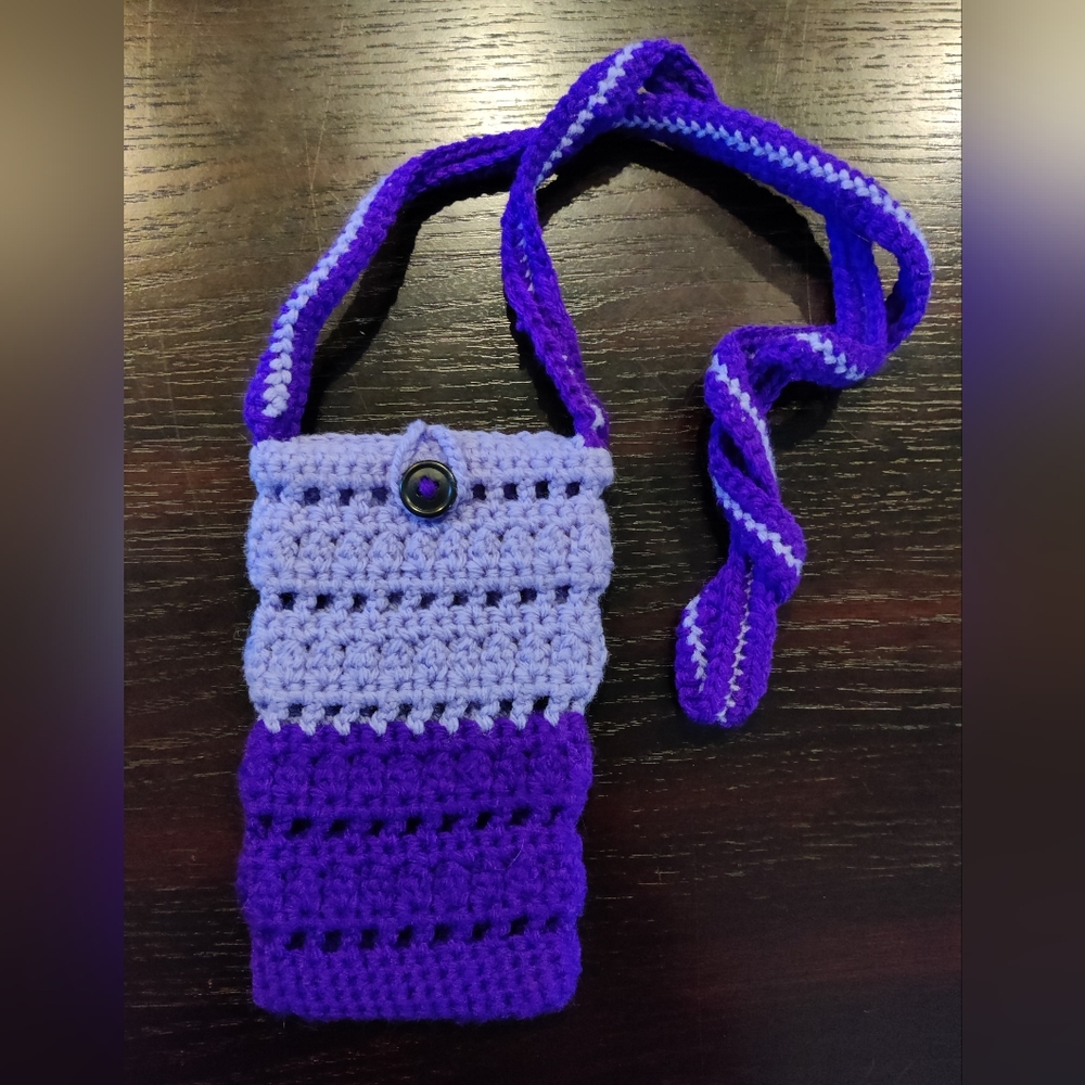 Vibrant Purple Crochet Crossbody Bag